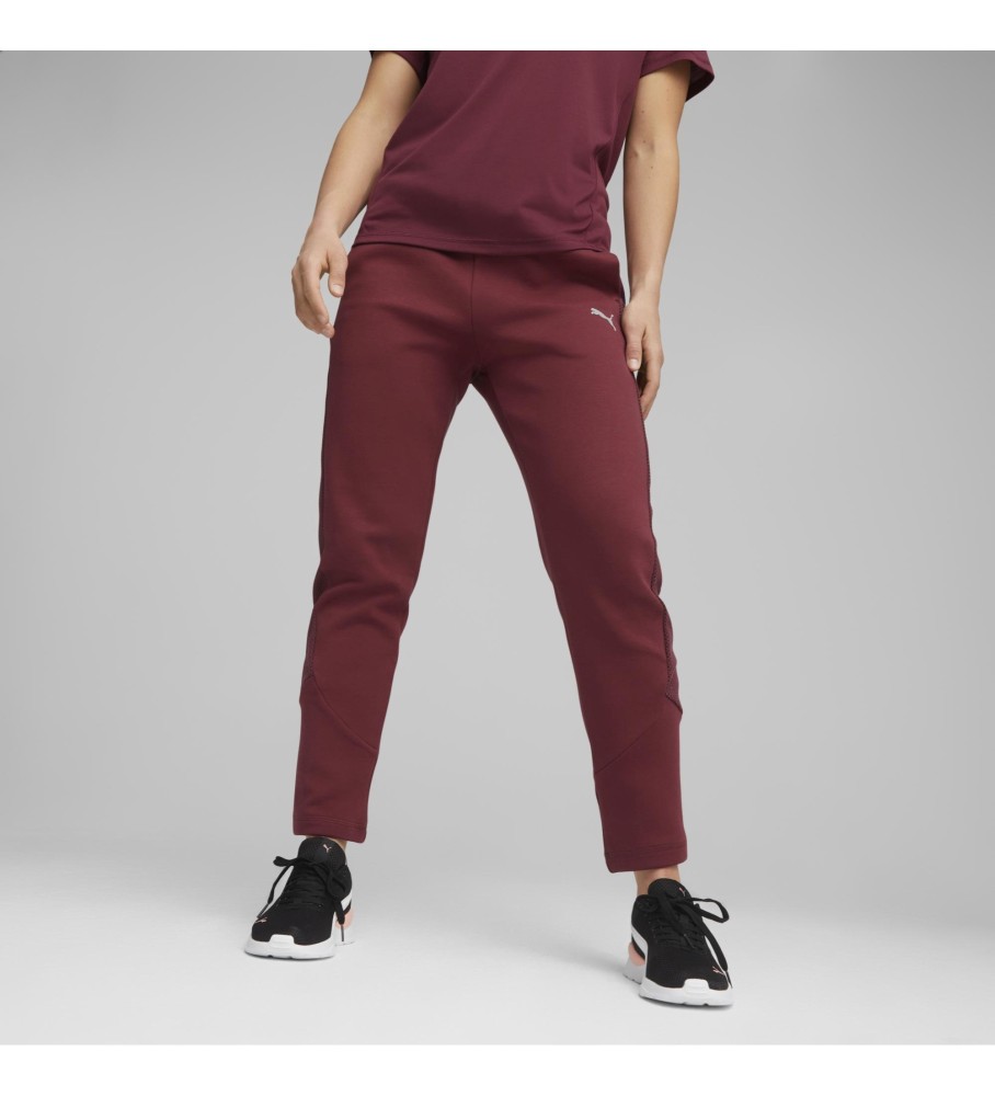 Calça Puma evoStripe de cintura alta, cor bordô