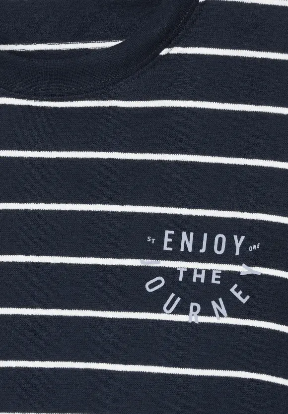 Strick Optik Streifenshirt - deep sea blue