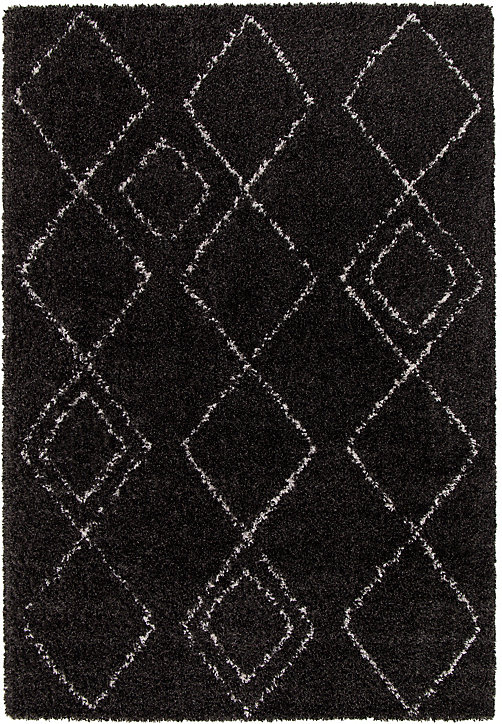 Tapis Shaggy Coltrane motif Berbère L. 170 x l. 120 x ep. 3 cm noir GoodHome