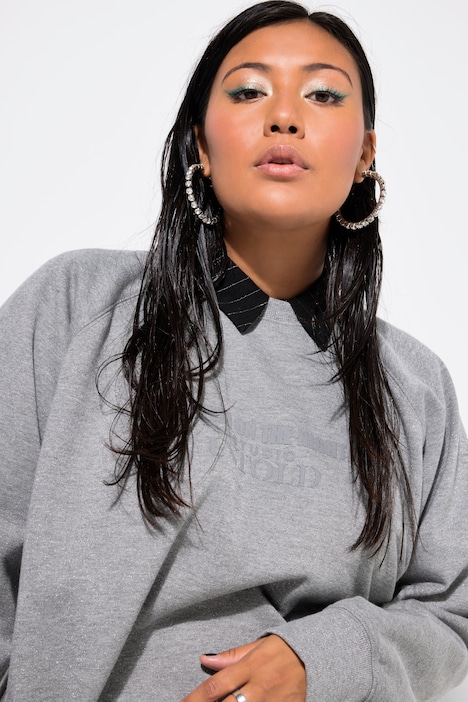 Sweatshirt, oversized, Glitzereffekt, Statement Print