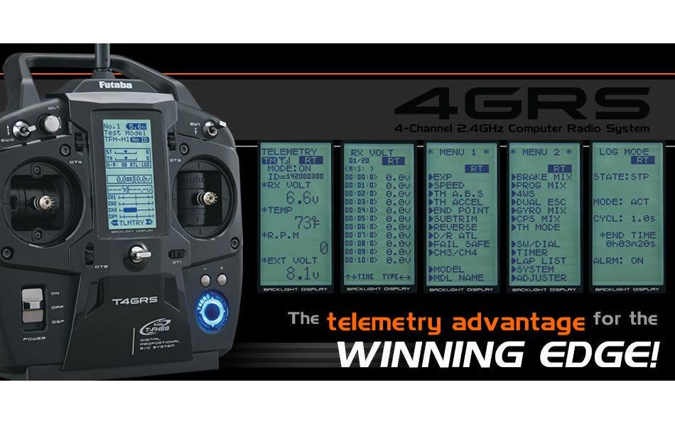 Fernsteuerung T4GRS mit R304SB Empfänger<br>2.4-GHz-Stick-Fernsteuerung mit 4 Kanälen für Autos und Boote