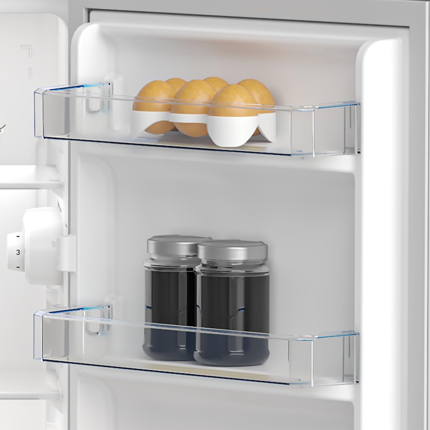 Beko TS190040N Standkühlschrank freistehend, 88 l Gesamtrauminhalt, wechselbarer Türanschlag, gute Beleuchtung im Gerät, 38 dB, robuste Glasablagen, Weiß