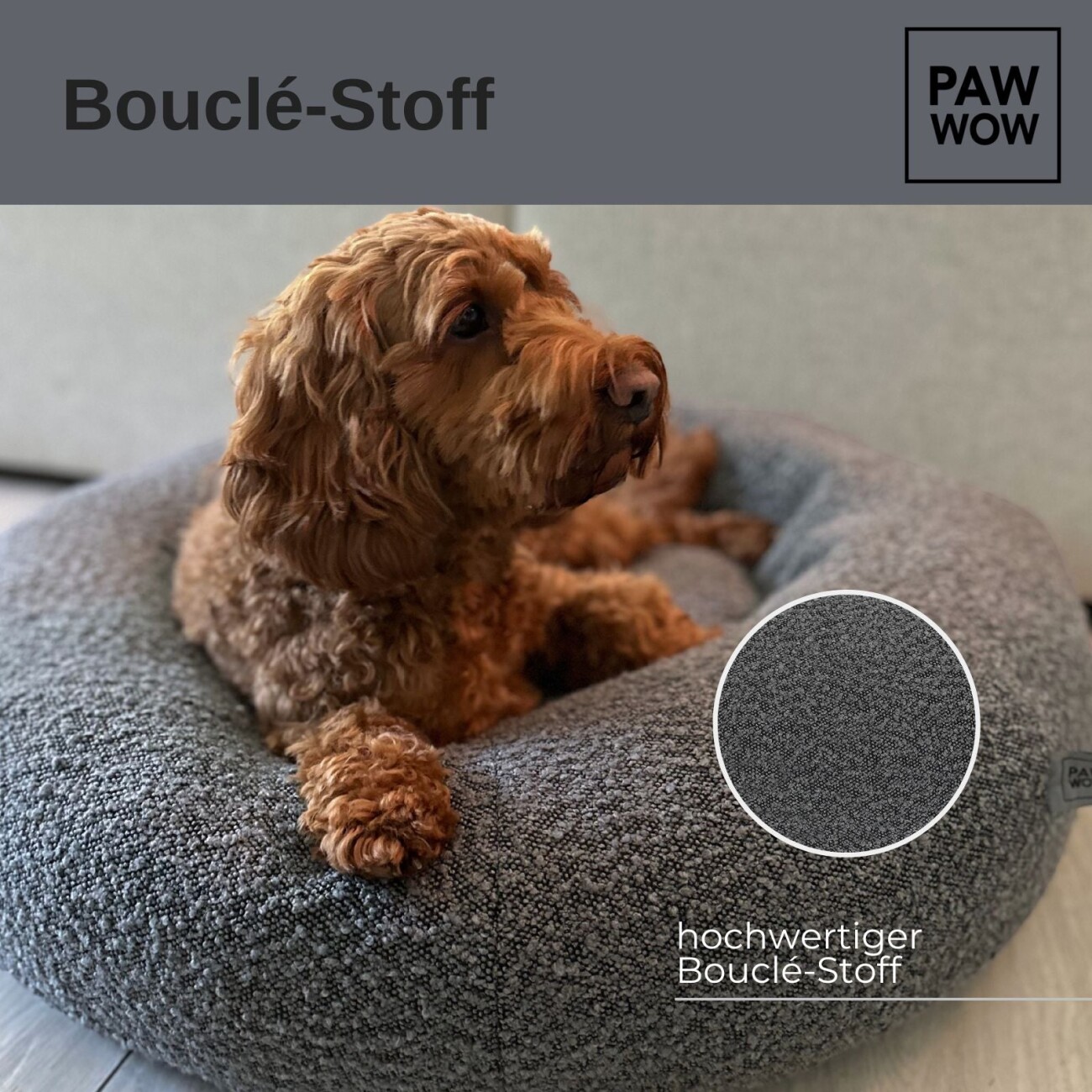 PAW WOW Hundebett LENI Bouclé Grau