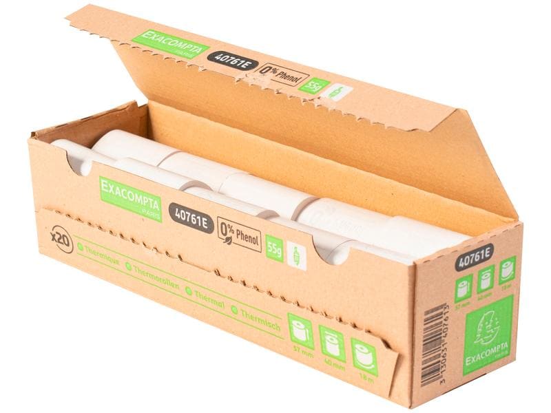 Exacompta Thermo-Papierrolle 57 x 40 x 12 mm, 18 m, 20 Stüc Papierrollen ohne Kern