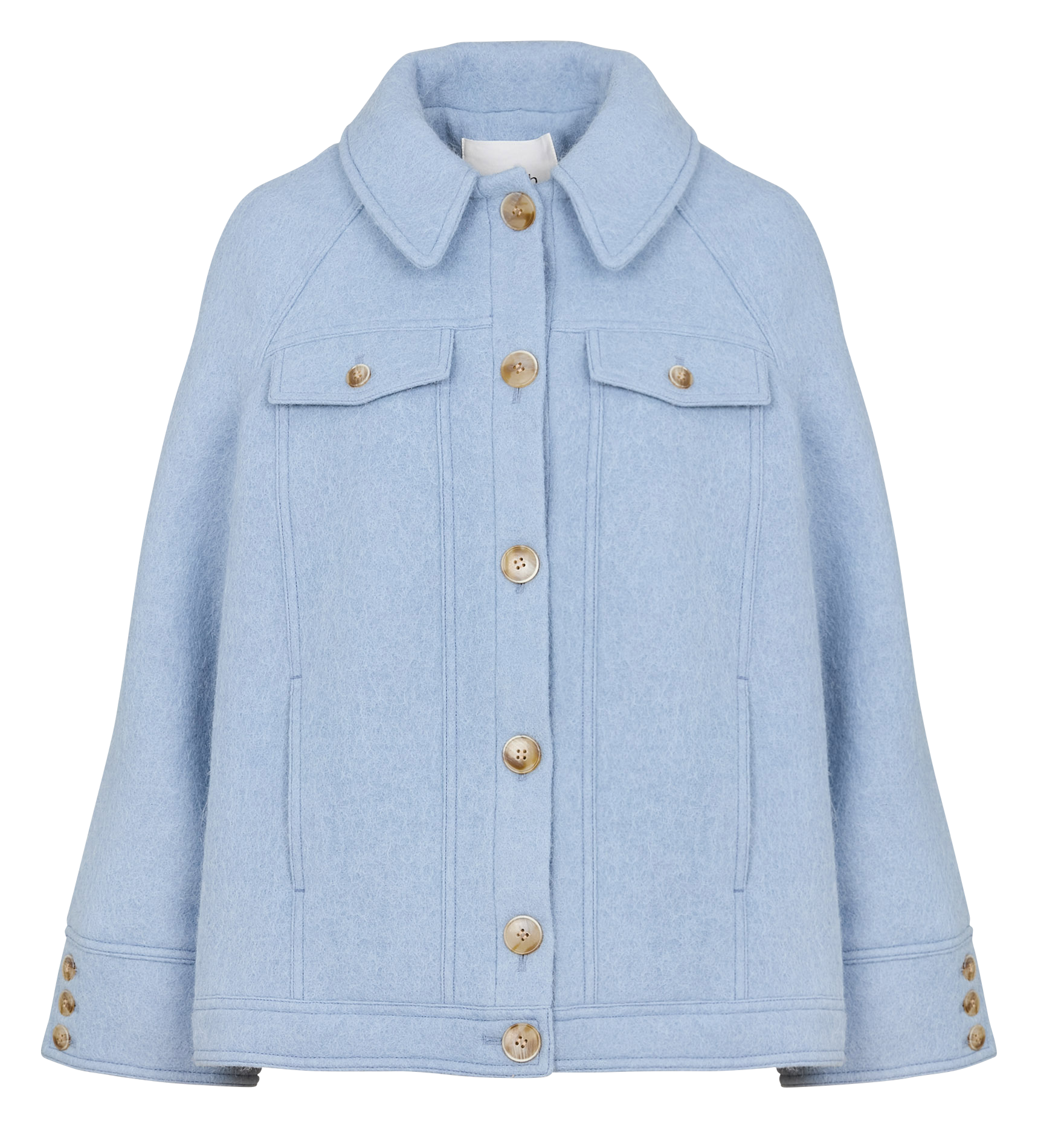 KENDY - Manteau droit boutonné en laine mélangée | Bleu