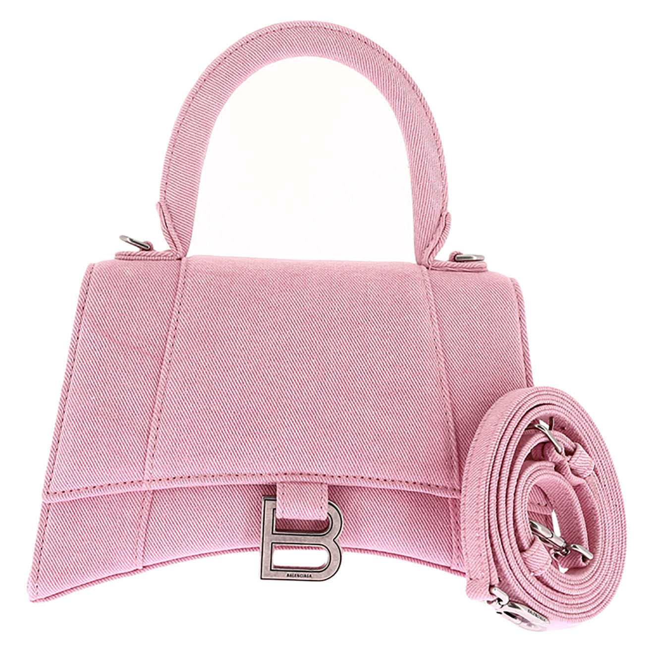 Balenciaga Sac bandoulière Hourglass en Denim rose - Neuf avec étiquette - L.22.5 cm