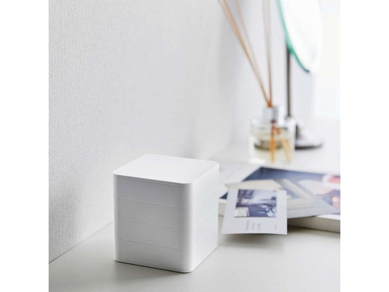 Yamazaki Schmuckschatulle Tower Weiss 4-stöckige quadratische Schmuckdose