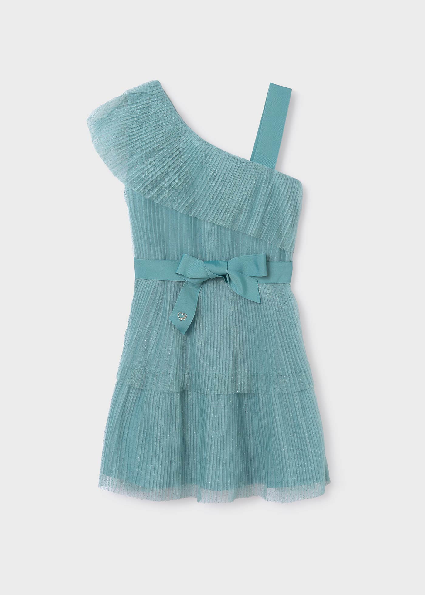 Vestido assimétrico plissado para meninas