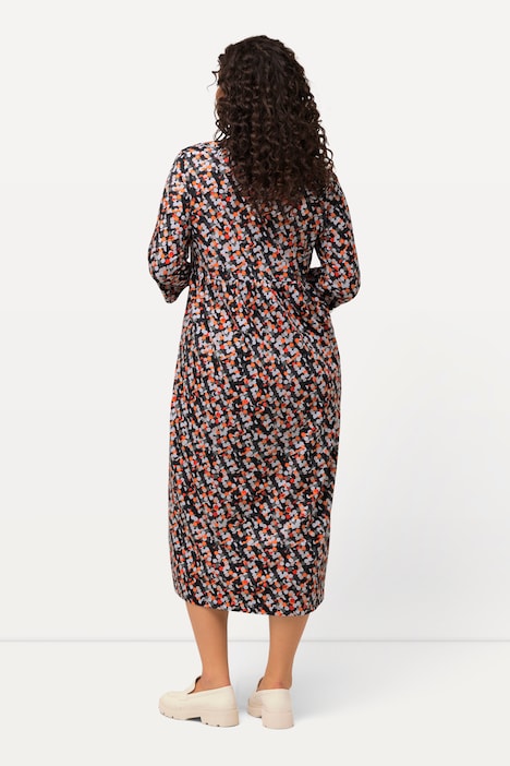 Jerseykleid, Punkte, Carree-Ausschnitt, 3/4-Arm