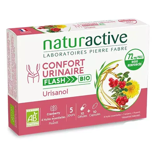 Naturaactive Urisanol Flash Cranberry e 5 Óleos Essenciais - 10 cápsulas e 10 cápsulas gelatinosas