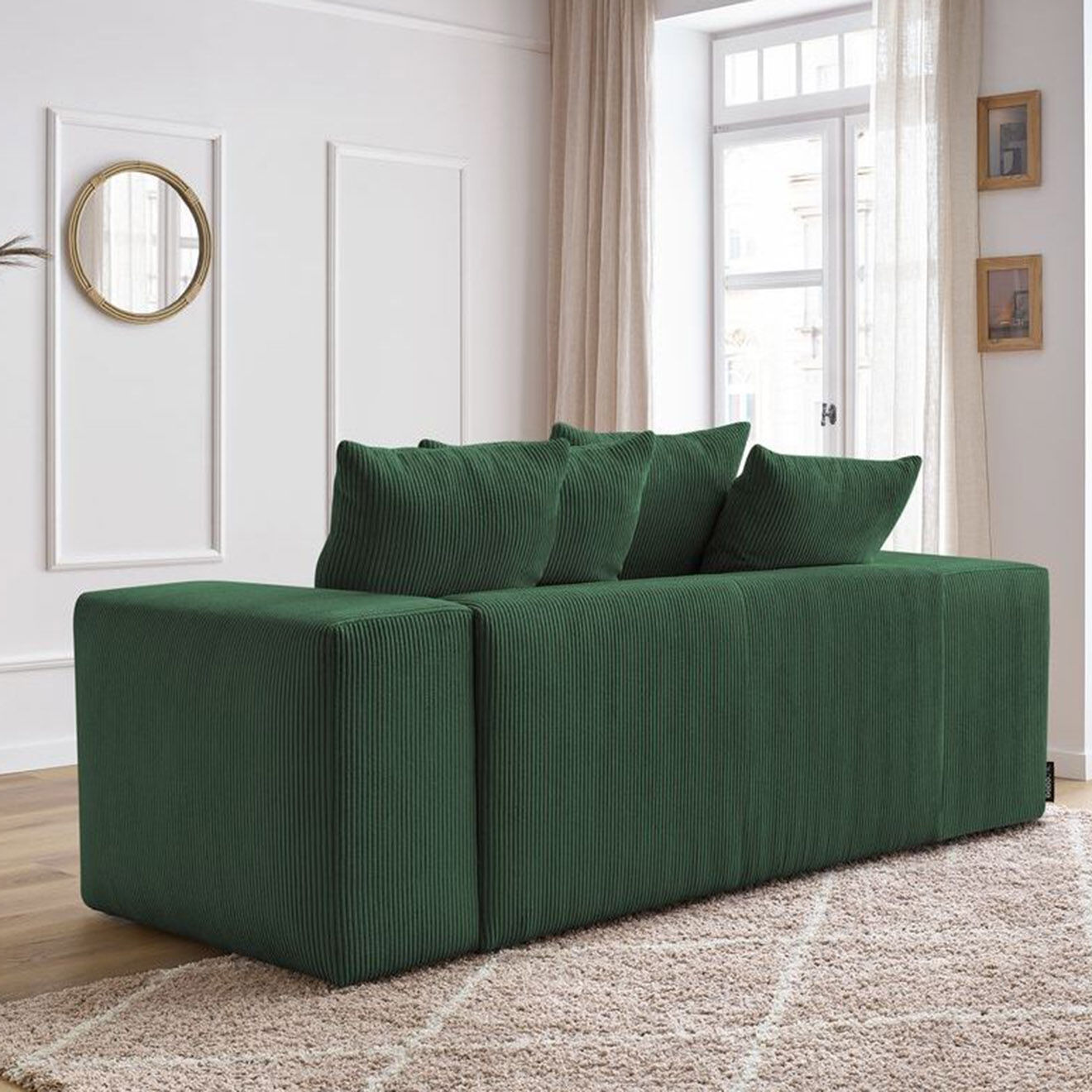 Bobochic Canapé 2 places moelleux voltaire vert - 220x124x75 cm