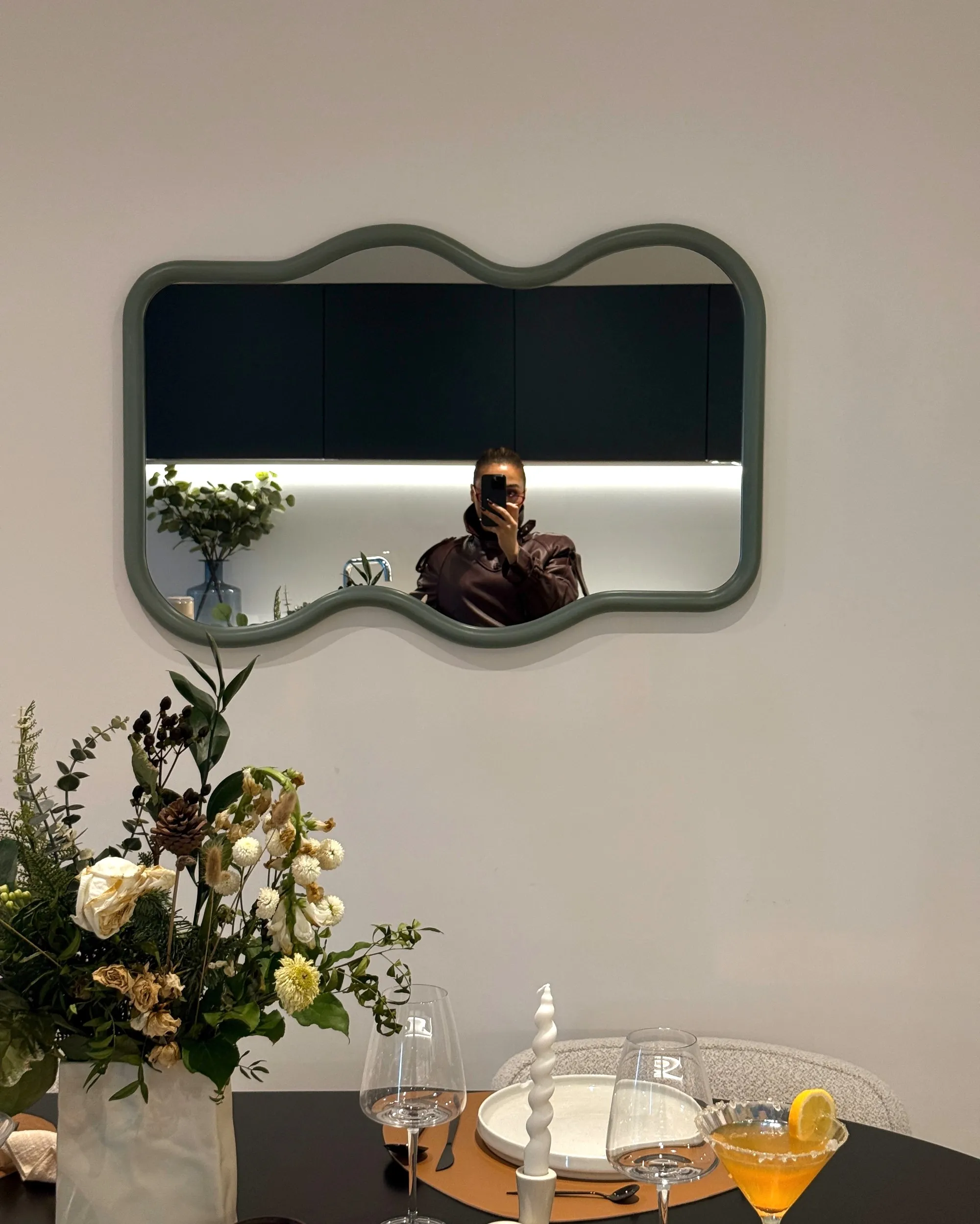 Wandspiegel RONNET 60 cm 90 cm Paulowniahout Lichtblauw