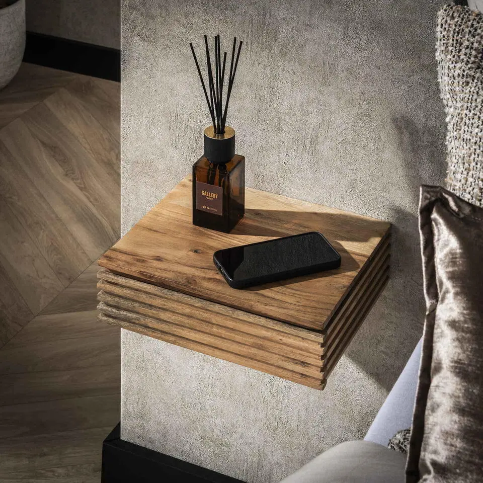 Nachtkastje Naturel Acaciahout - Set van 2 - 30x25x8cm