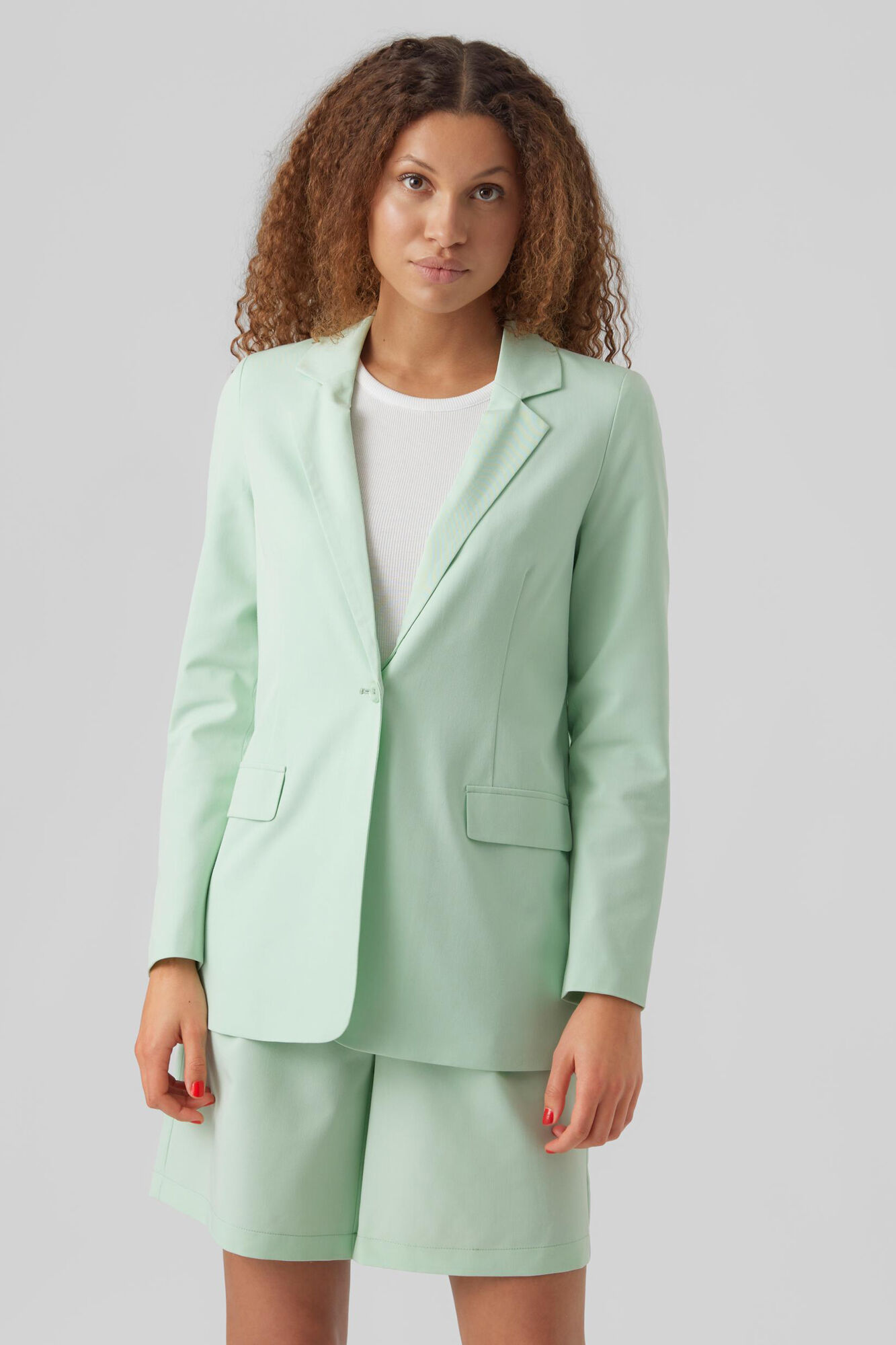 Blazer feminino clássico de corte reto - Verde