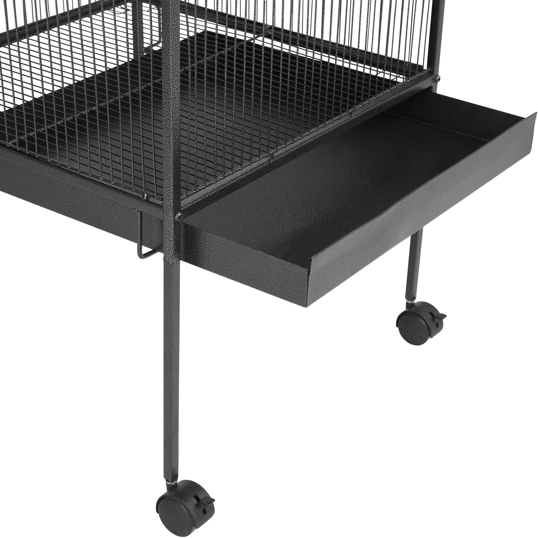 tectake® Vogelkäfig, in Hammerschlagoptik, 2 Schiebeöffnungen und geringer Gitterabstand, 52 x 52 x 162 cm