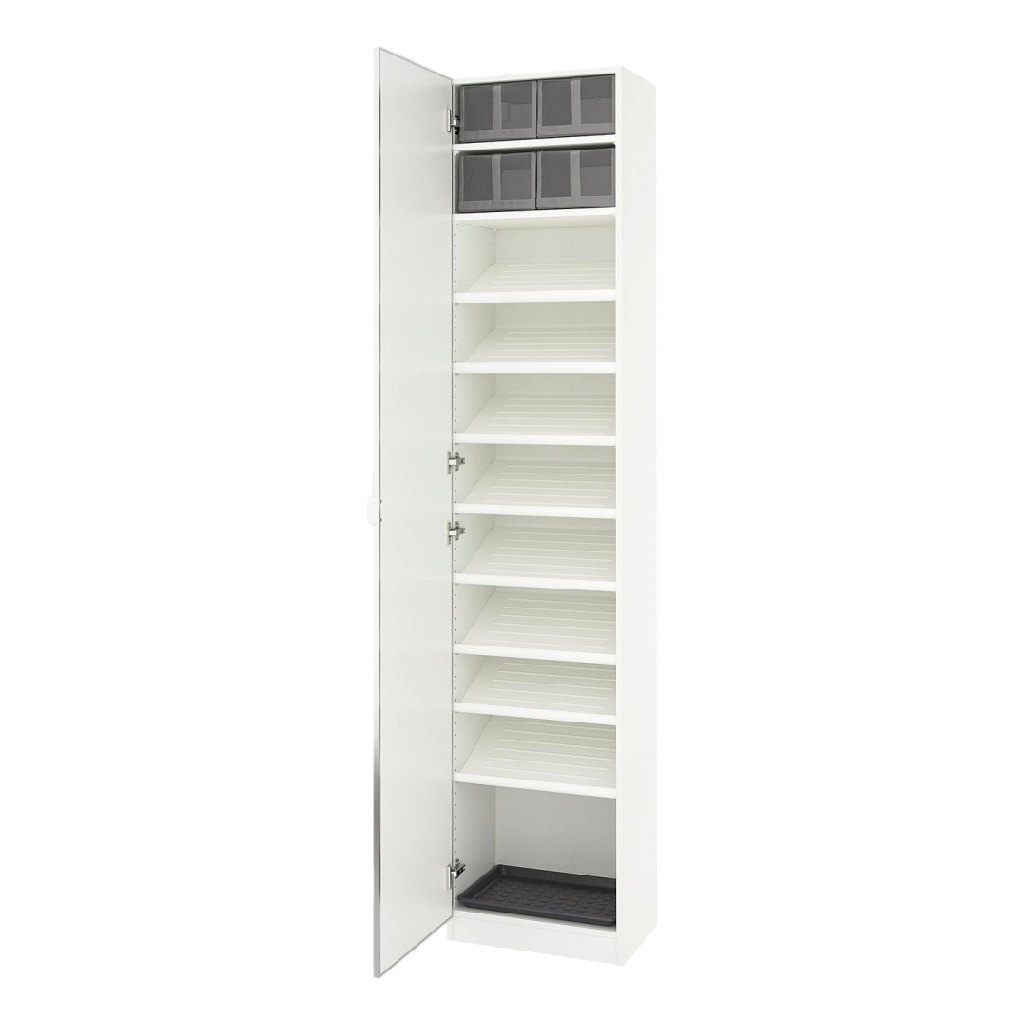 Meuble à chaussures blanc 1 porte haute – armoire fine à étagères ajustables