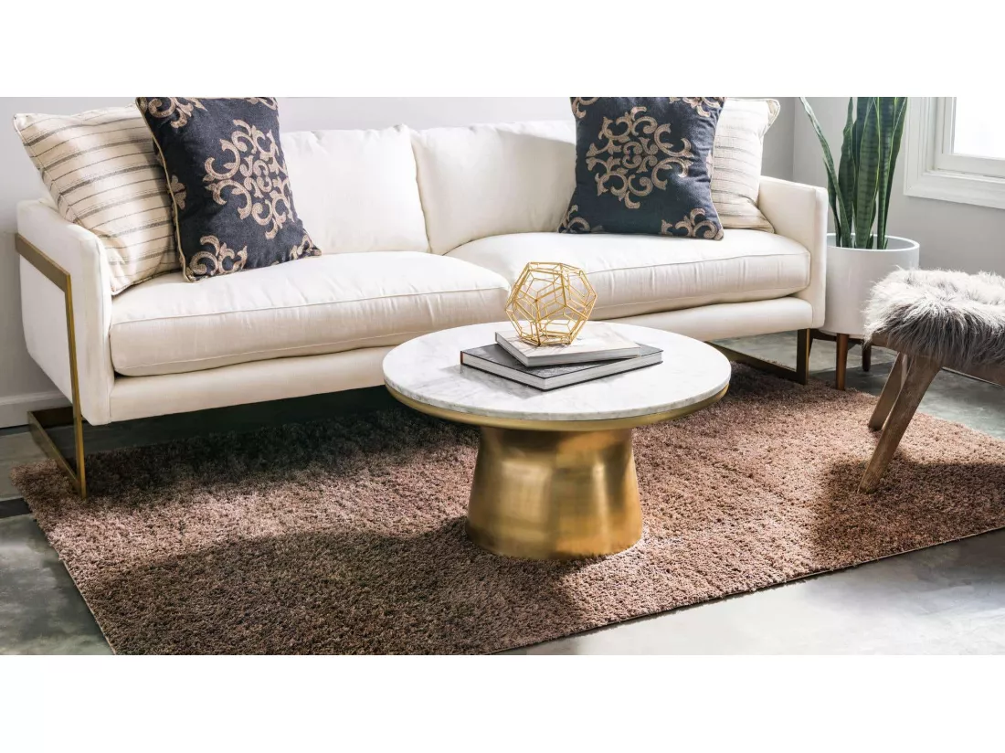 Tapis shaggy 240x240 brun Luzern