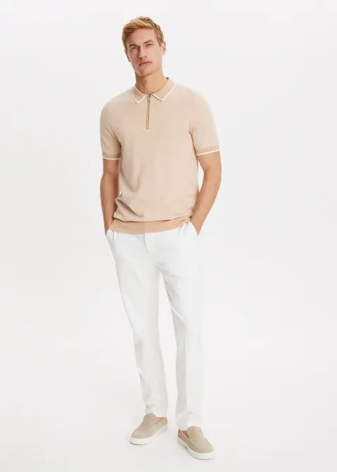 Polo half zip rood (PEACH)