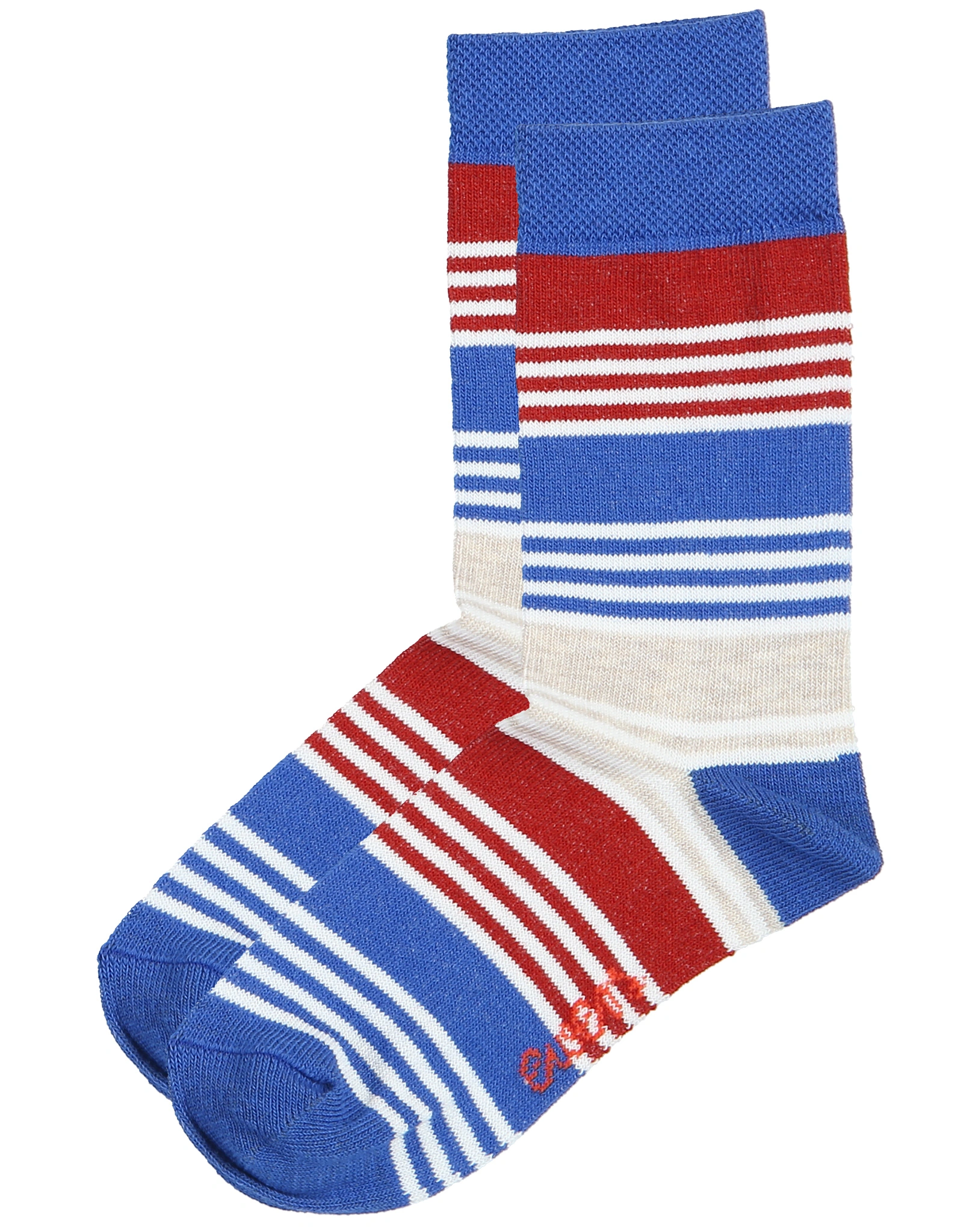 Strümpfe RINGEL - UNI  4er Pack in blau/beige