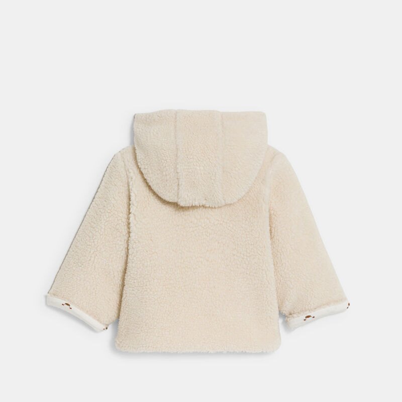 Veste à capuche en fausse fourrure beige bébé garçon Beige