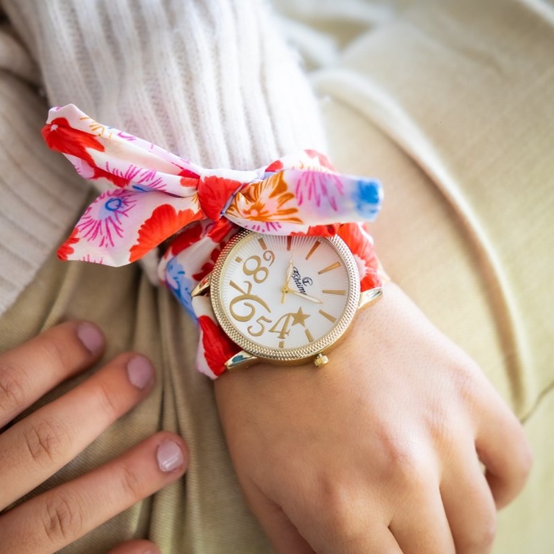 Montre Femme CHTIME bracelet Tissu Rose