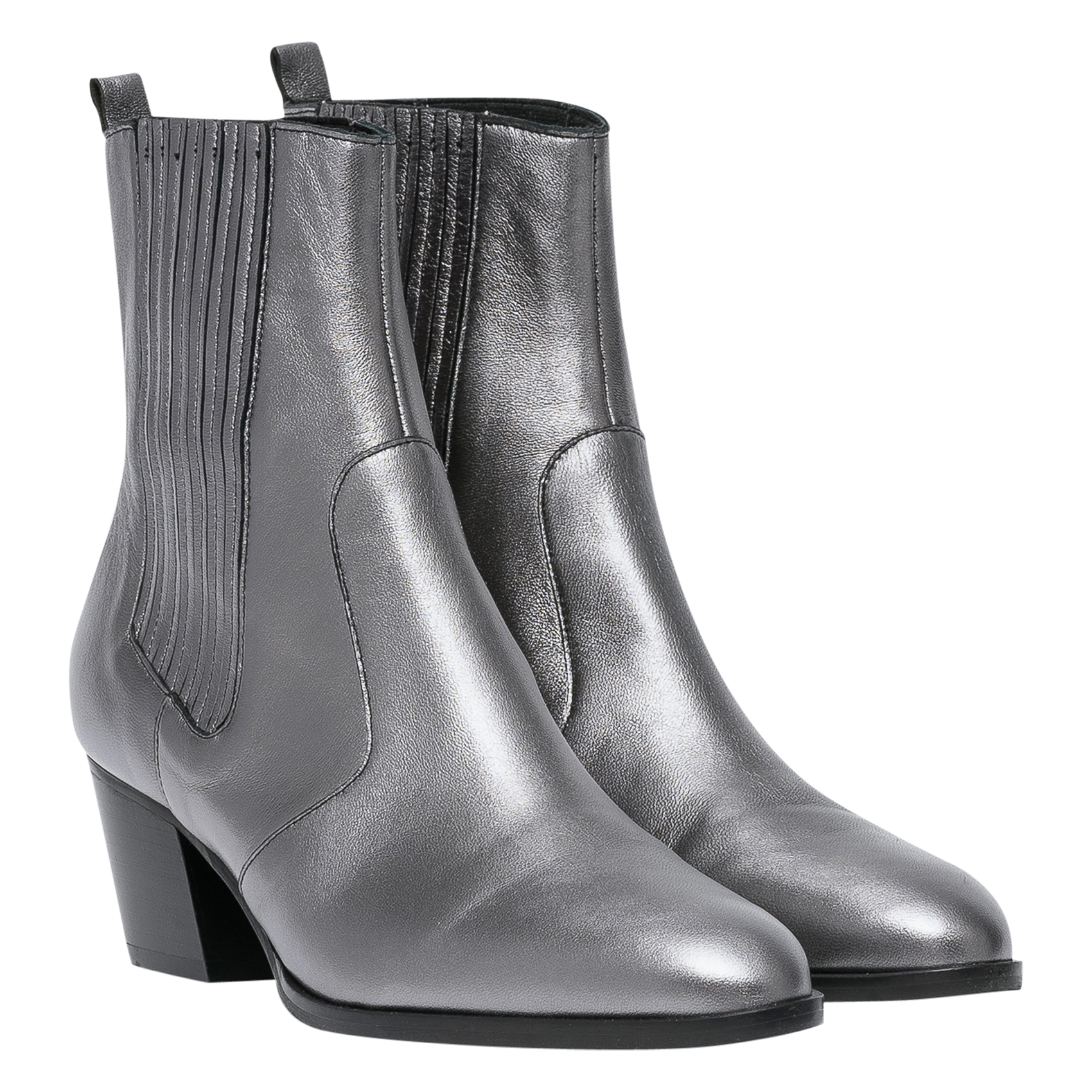 MIMI - Boots en cuir métallisé | Argent