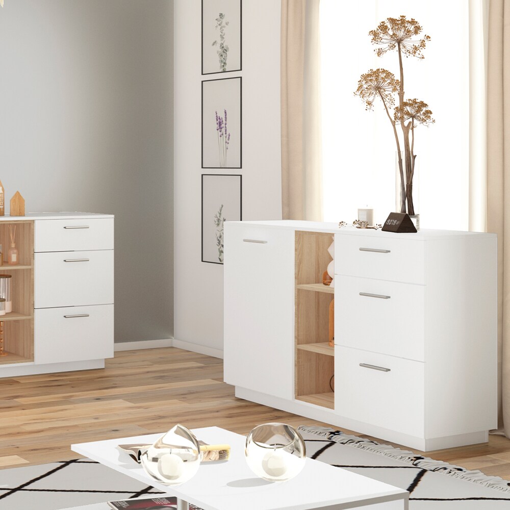 Vicco Kommode Highboard Anrichte Beatrice Weiß 3 Schubladen Sideboard Regal