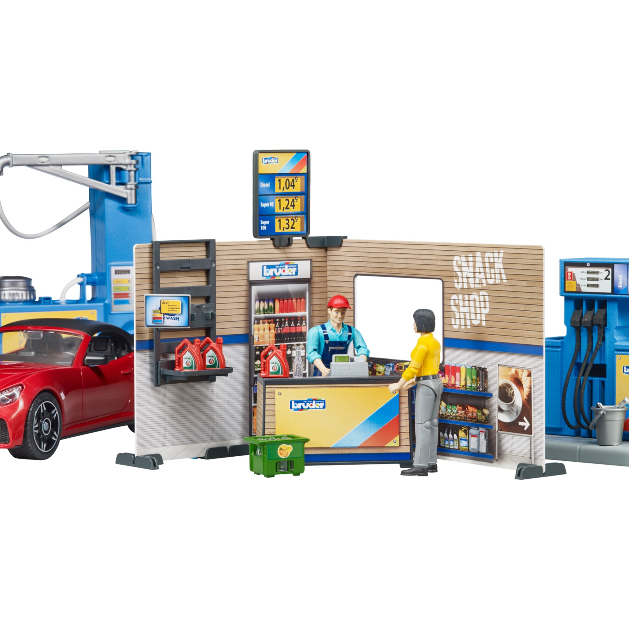 bruder Spielfigur bworld Tankstelle mit Waschplatz