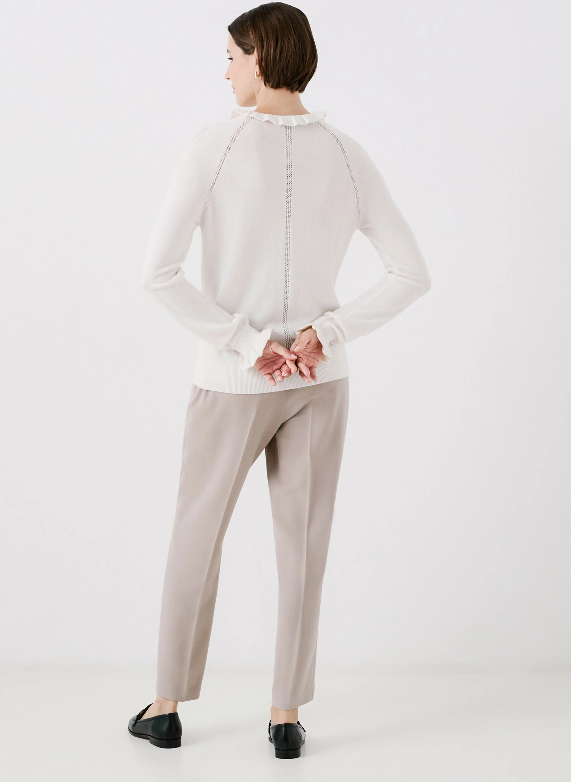 MTHAIS - Pull col rond en laine mélangée | Blanc