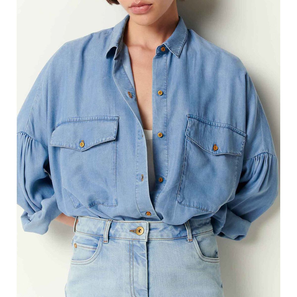 SESSUN<br>Camisa com bolsos aplicados e mangas largas Botania