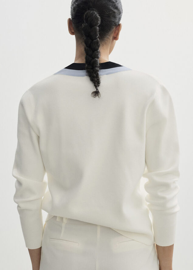 MANGO Striped sweater detail Light beige