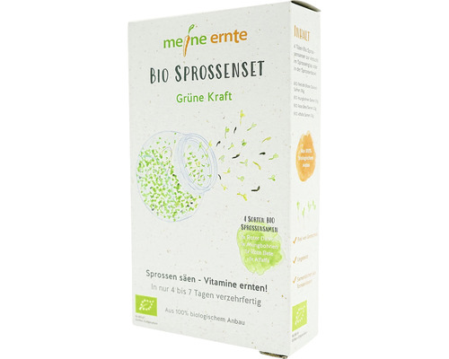 Biologische kiemzaden, mijn oogst kiemset 'Green Power', 4 stuks, radijs, mungbonen, rode biet en alfalfa