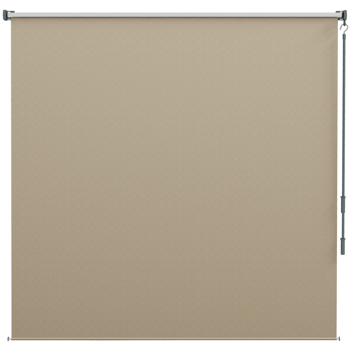 Outsunny verticale zonwering, balkonrolgordijn met handzwengel voor paviljoen, tuin, 183 x 185 cm, HDPE, aluminium, beige