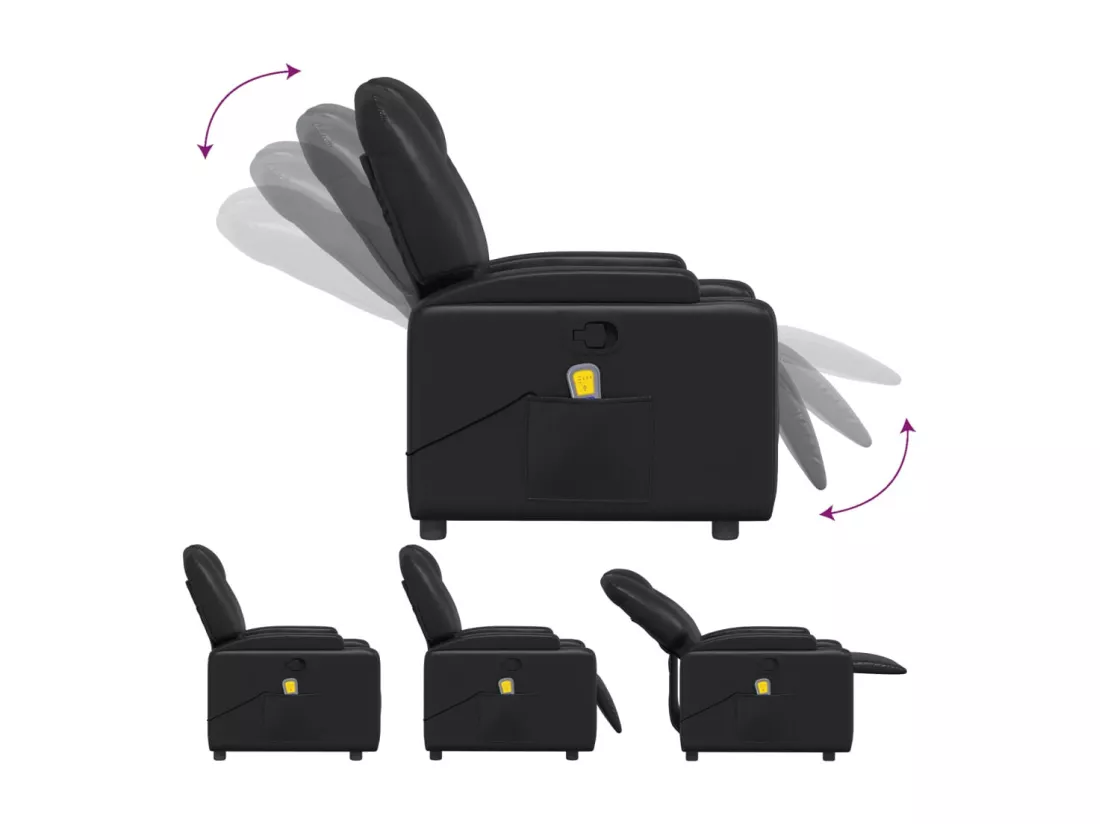 Fauteuil massant inclinable Noir Similicuir