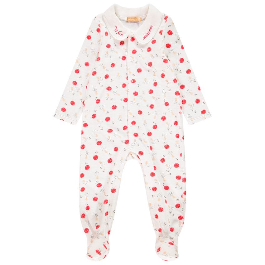 Dors-bien de Noël en velours pour bébé fille - Ecru