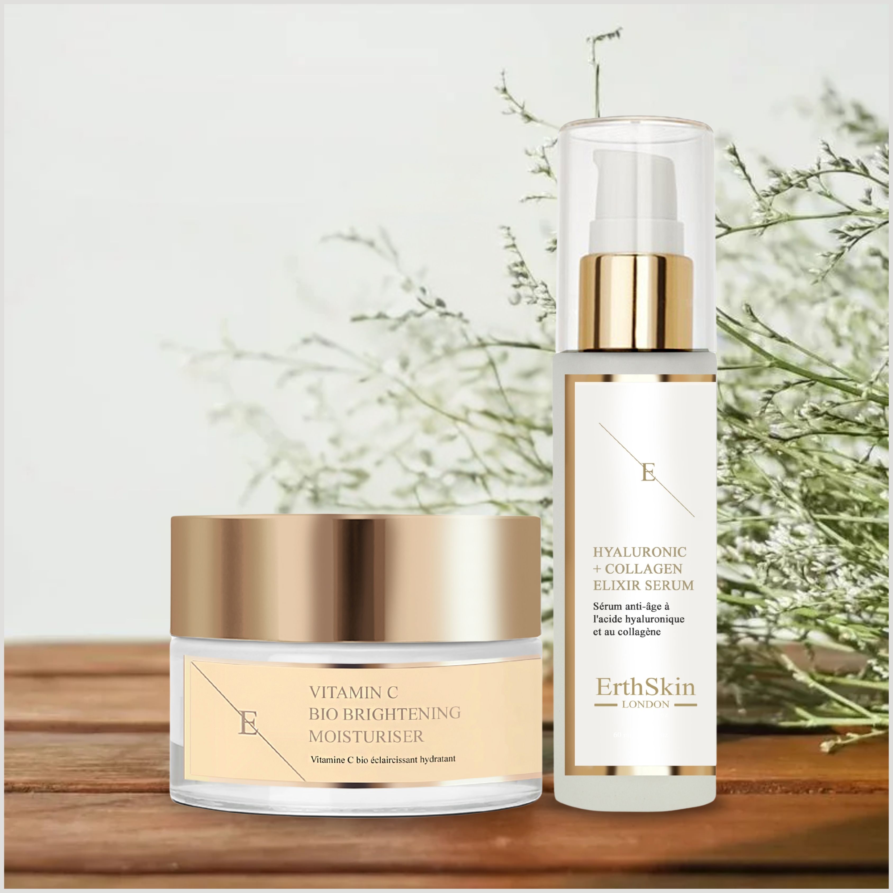 Erth skin london Vitamin C Tagescreme + Kollagenserum Set