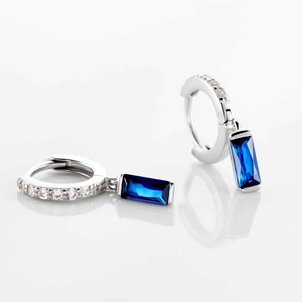 Créoles Argent Blanc Irenion Oxydes De Zirconium