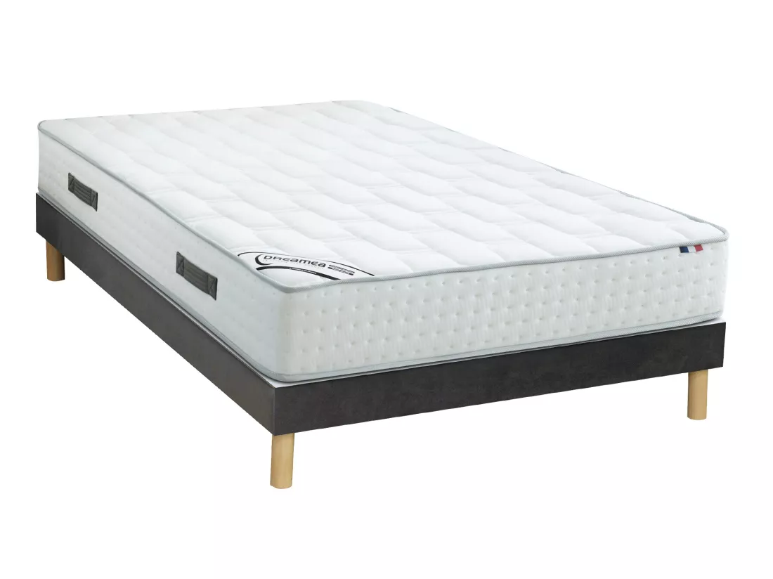 Ensemble 140 x 190 cm sommier + matelas hybride ressorts ensachés 7 zones mousse à mémoire de forme ép.25cm - IONIA de YSMÉE