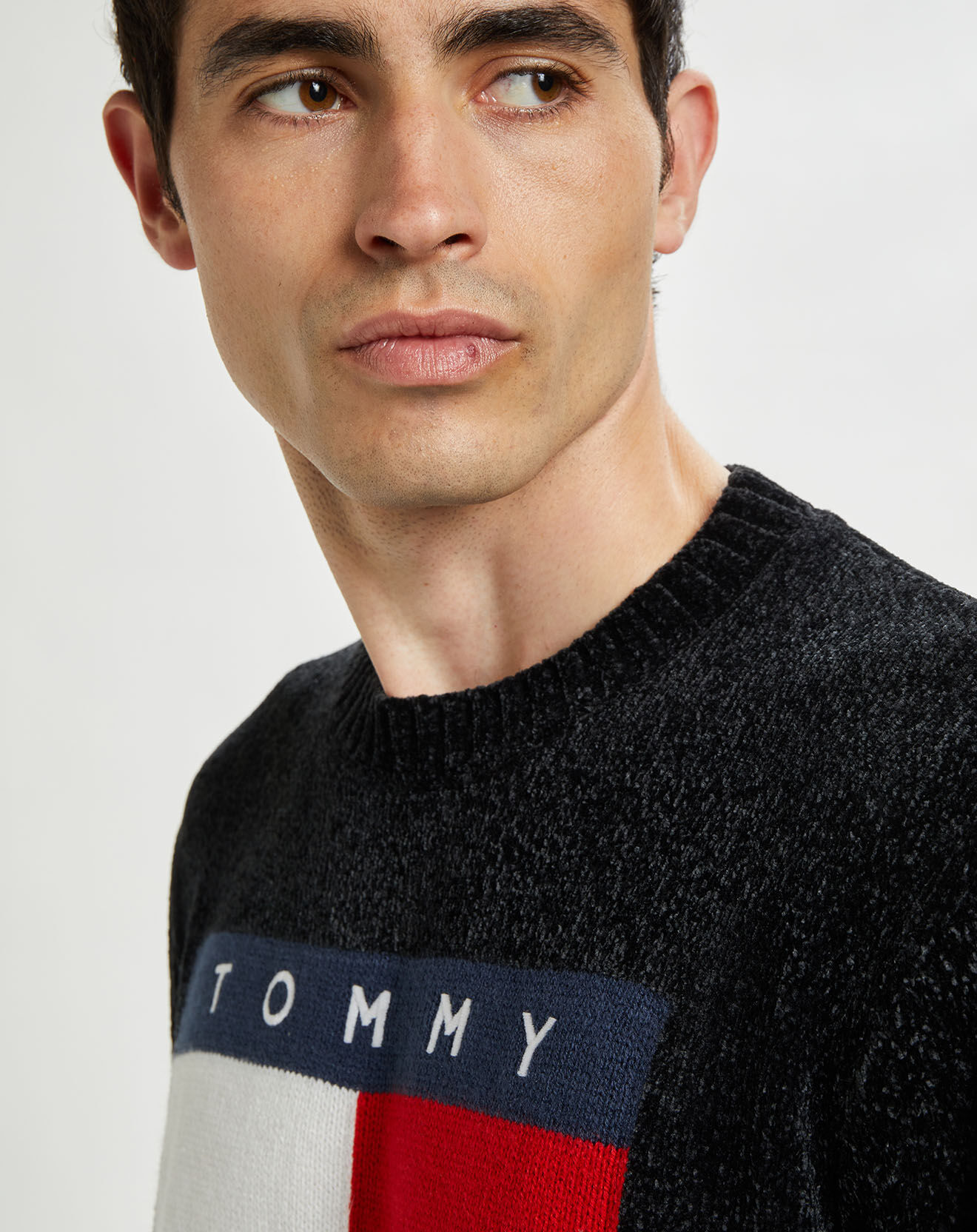 Tommy Jeans Pull Tommy Flag Chenille noir