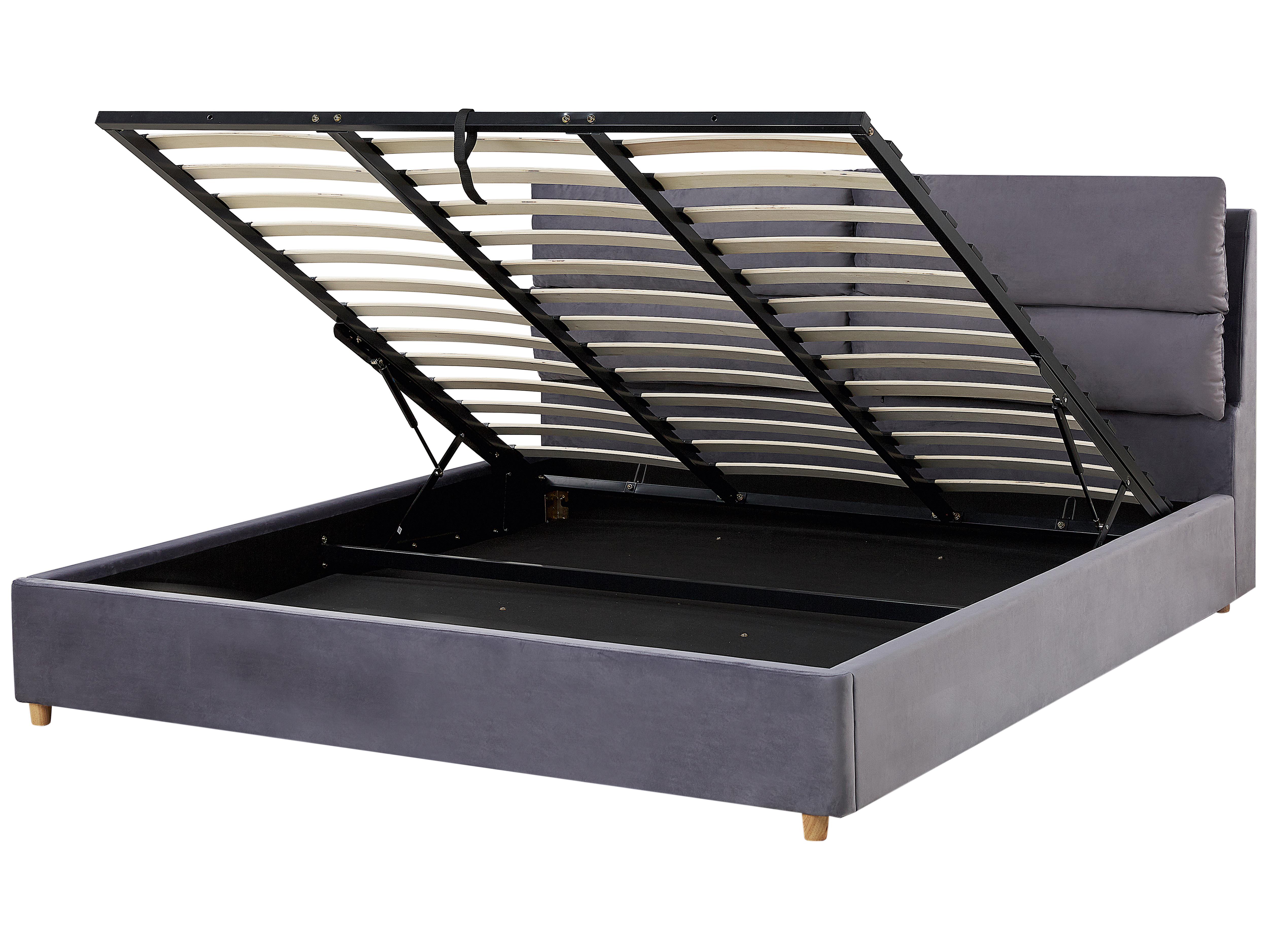 Bed met opbergruimte Fluweel BATILLY 180 x 200 cm Grijs