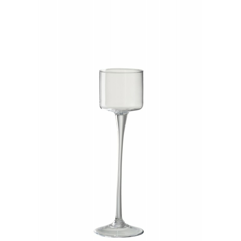 Photophore en verre transparent 9x9x33 cm