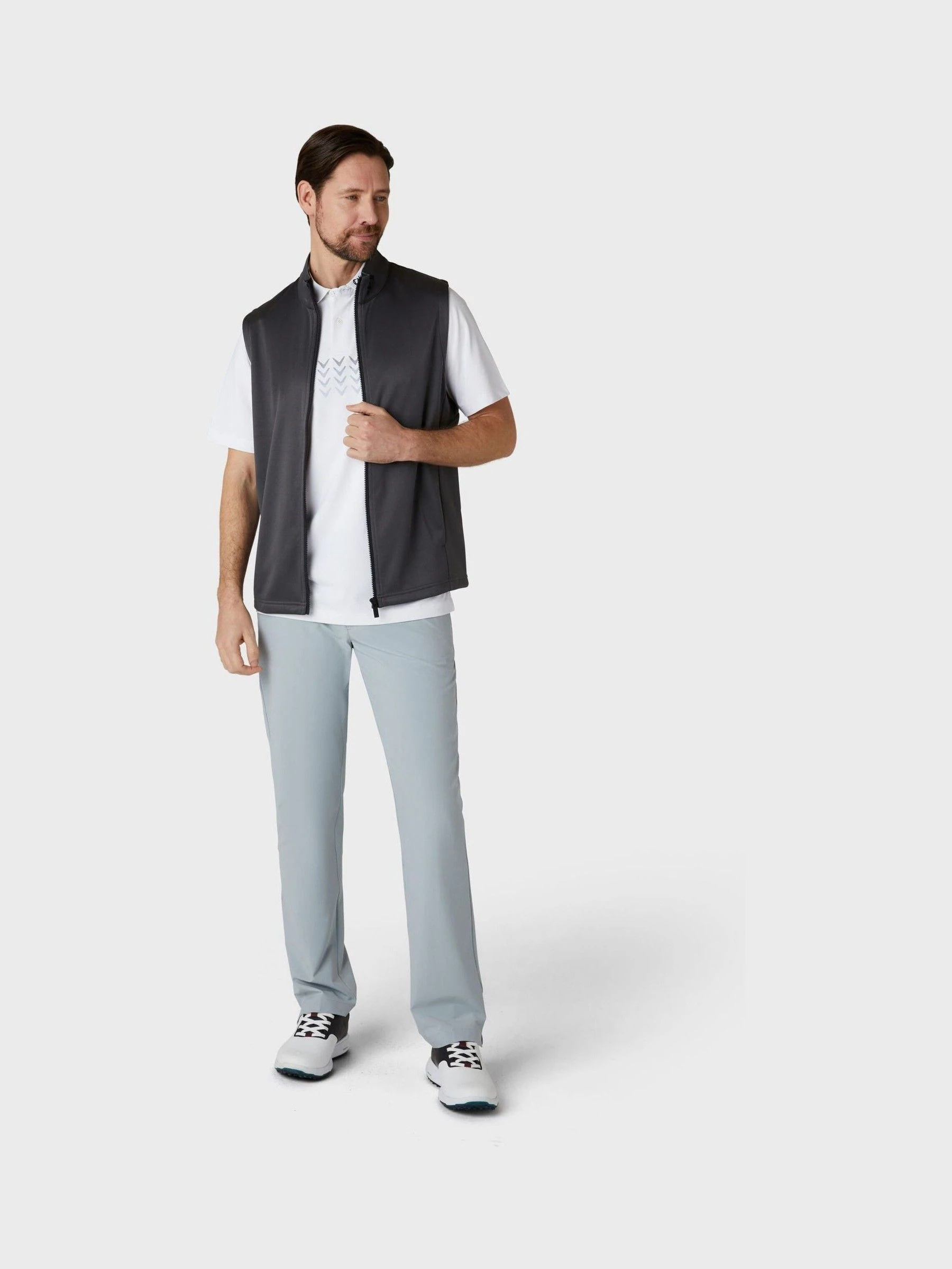 Callaway Apparel Grey Chev High Gauge Full Zip Vest