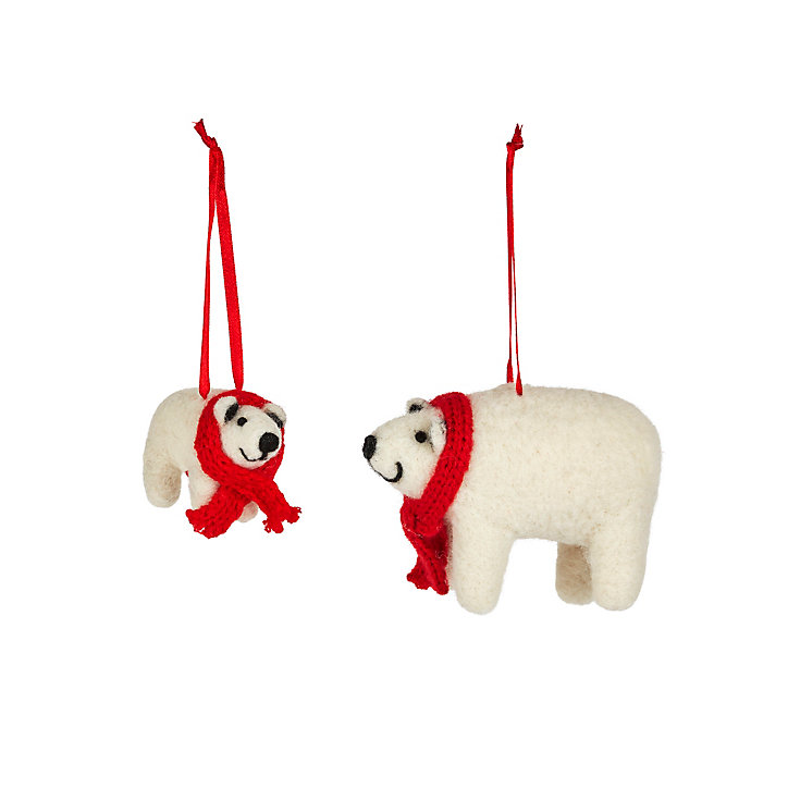 Boule de noel figurine Ourson et maman ours polaire