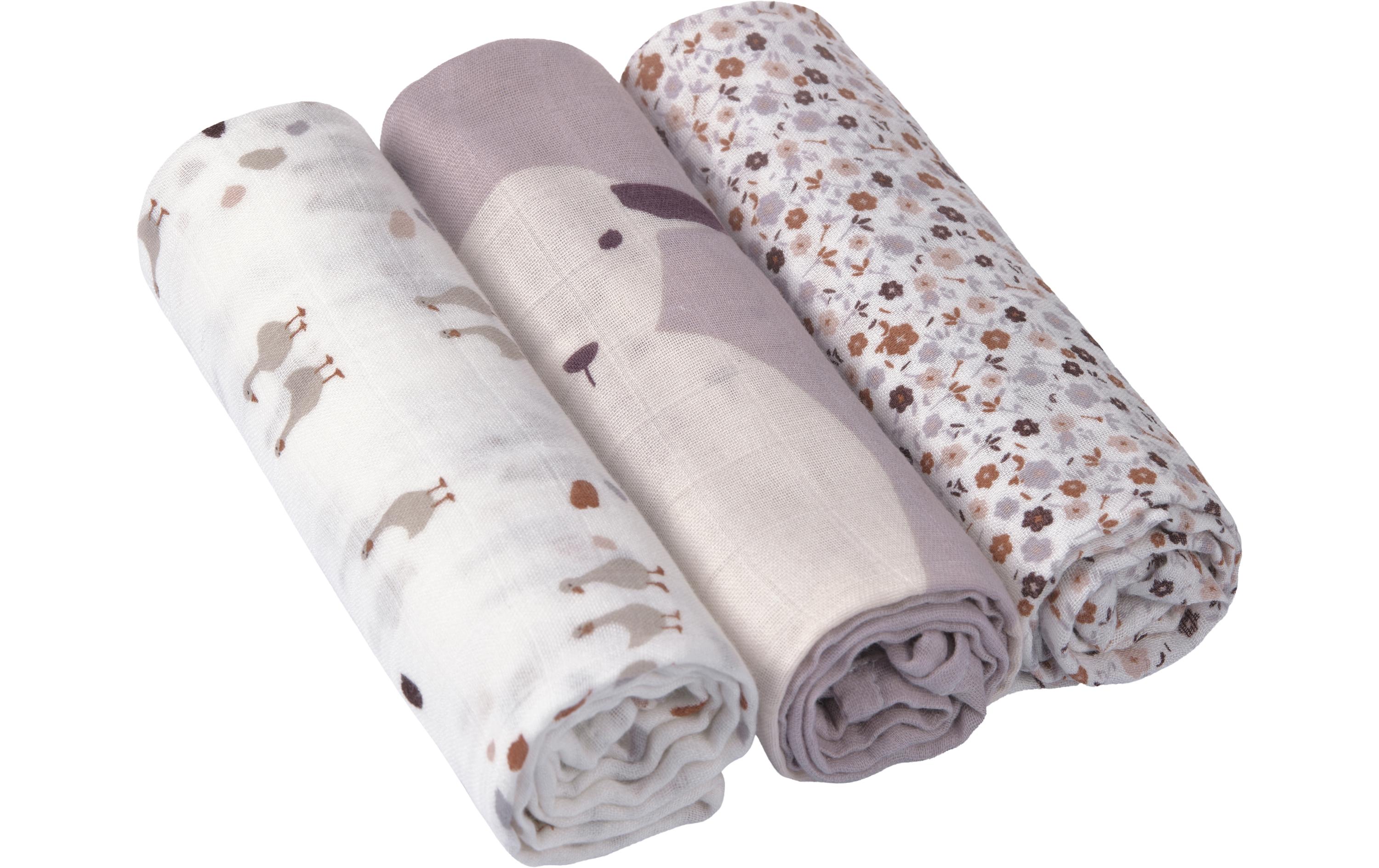 Mulltuch 3er Set 80 x 80 cm Tiny Farmer FlowersMulltücher Heavenly Soft Swaddle L