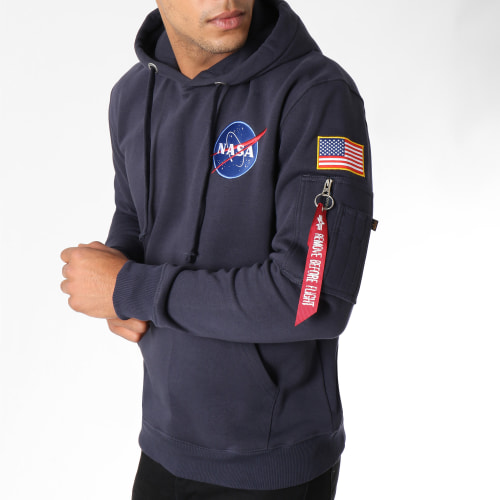 Sweat Capuche Avec Poche Bomber Nasa Space Shuttle Bleu Marine