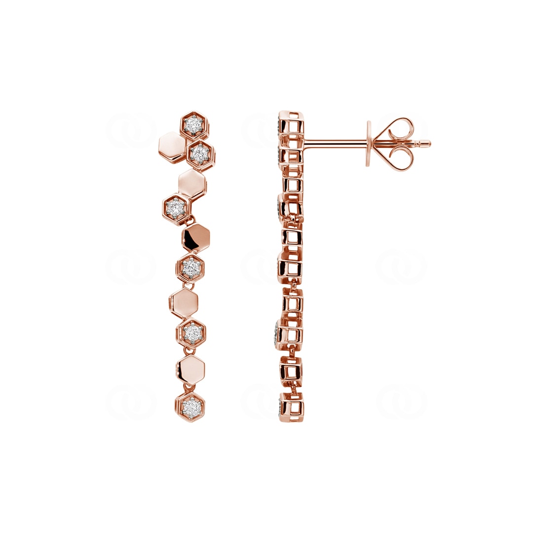 Ohrhänger 750/18 K Roségold mit Diamanten 0.10 ct H/si