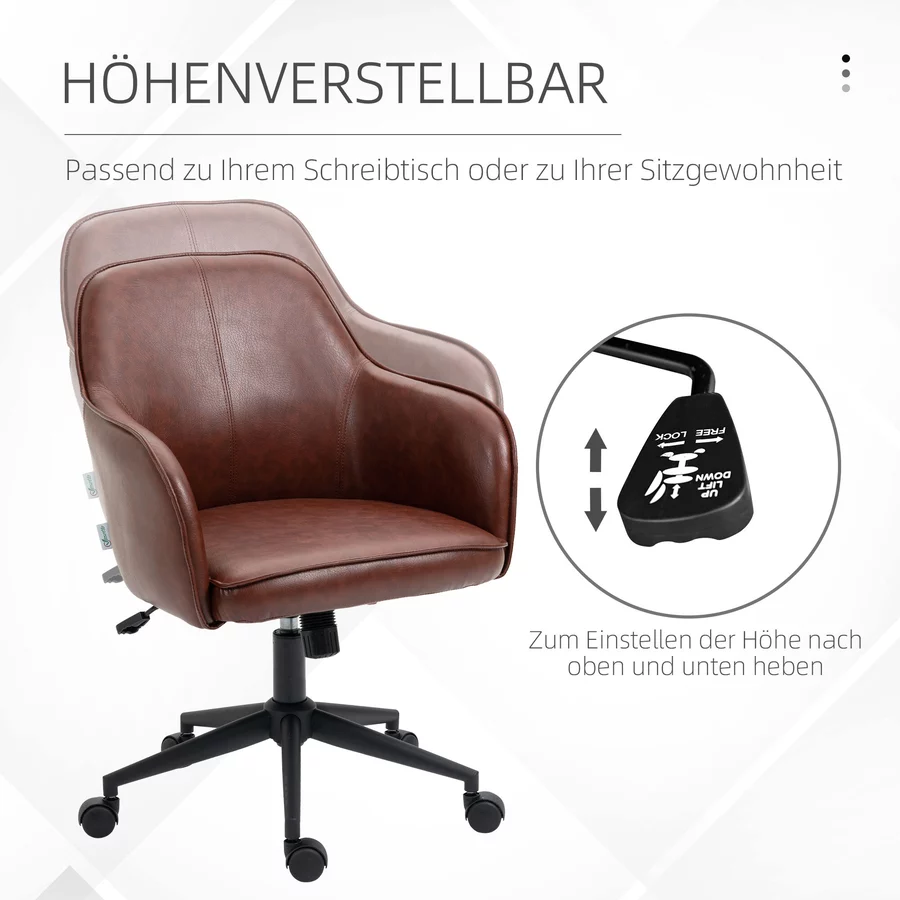 Vinsetto Bürostuhl mit Rollen braun