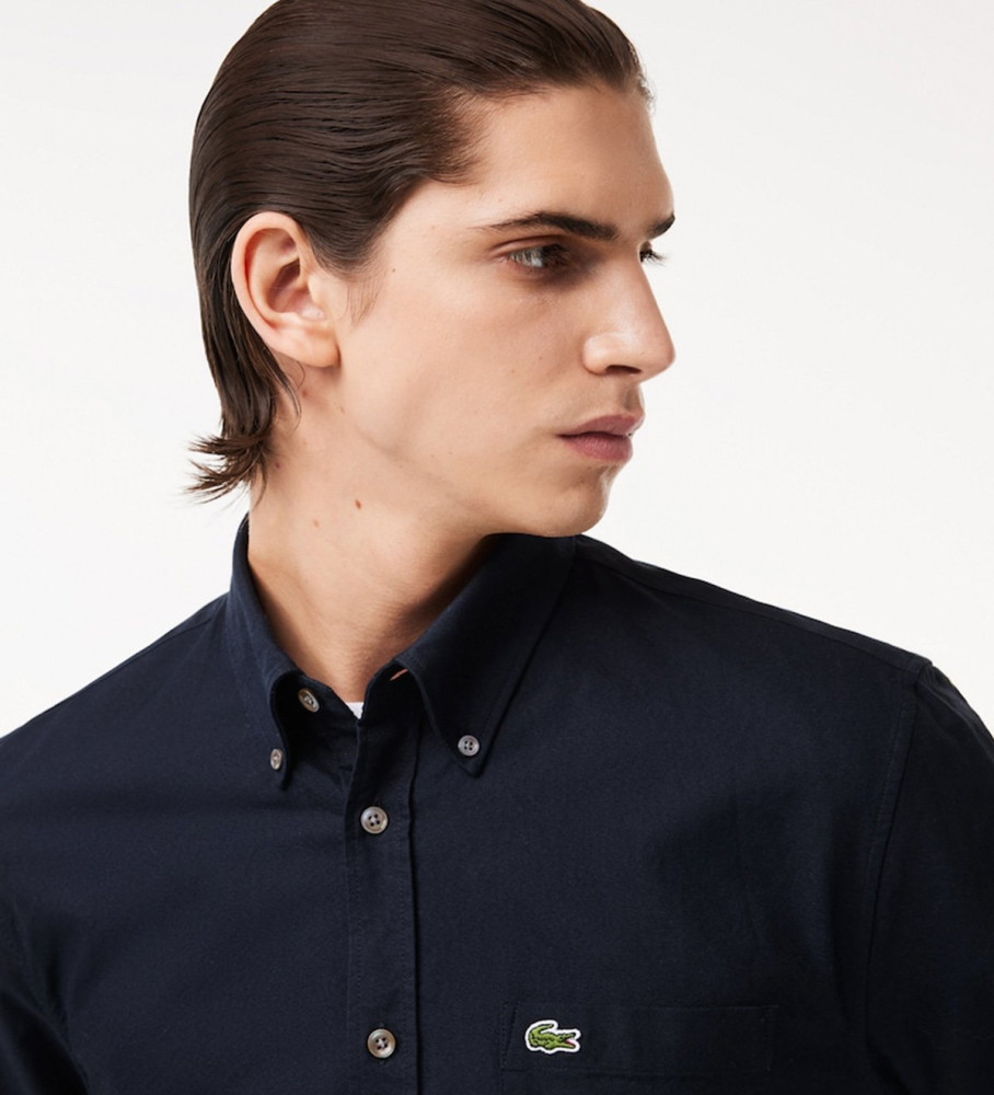 Camisa Oxford Lacoste de corte regular, azul marinho.