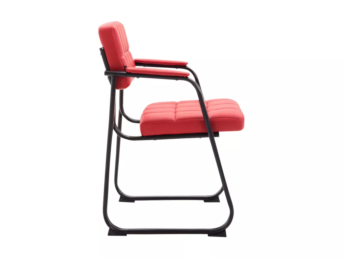 Lot de 2 chaises avec accoudoirs - Similicuir - Rouge - Canada B