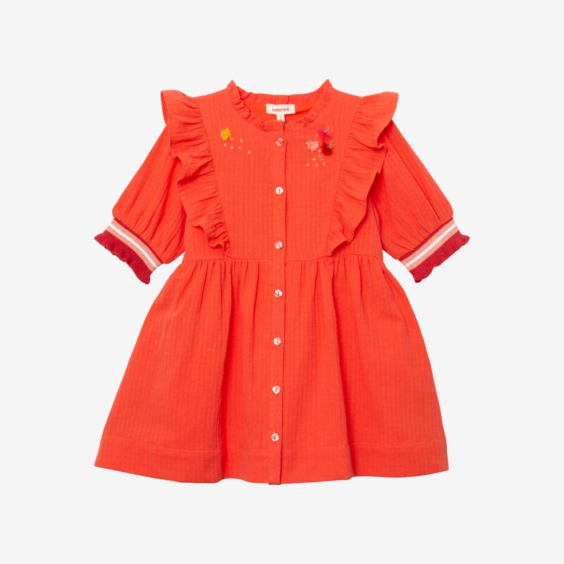 Robe bébé fille à volants orange Catimini Orange